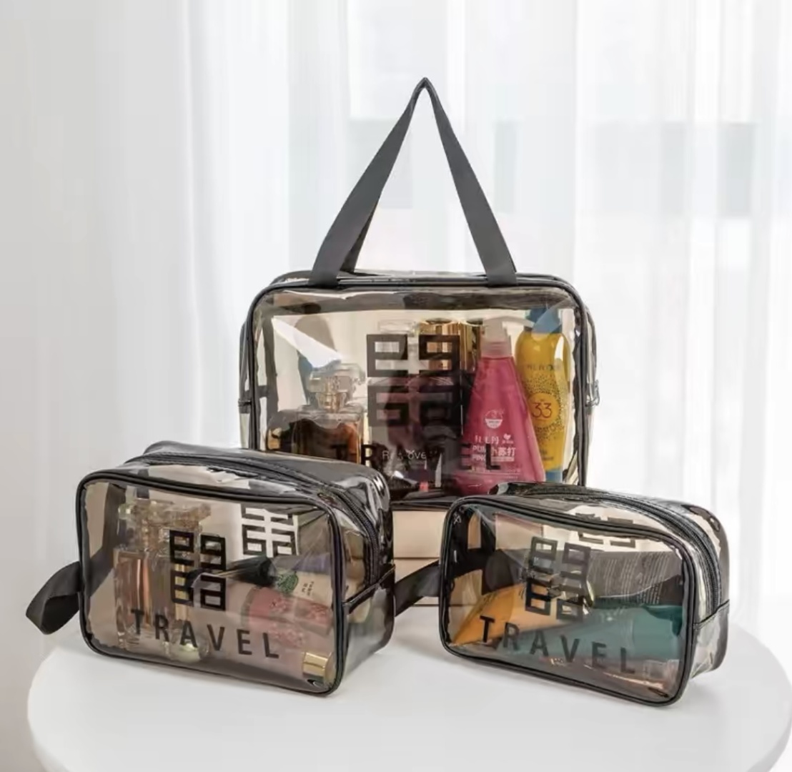 Косметичка поливинилхлорид черный, прозрачный 21X25 см