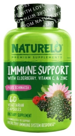 NATURELO БАД Immune Support with Elderberry Vitamin C & Zinc plus Echinacea 60 капсул