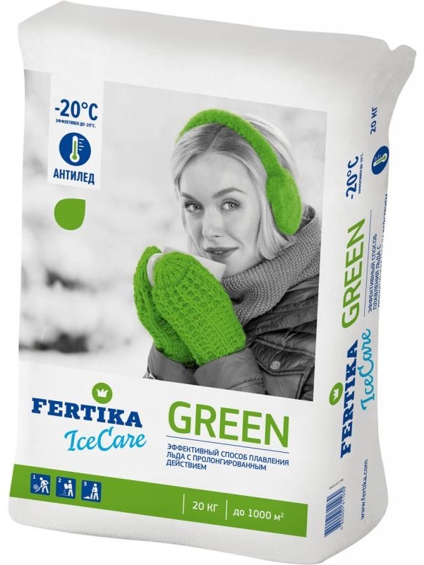 Противогололедное средство FERTIKA химический IceCare Green(-20C), 20кг