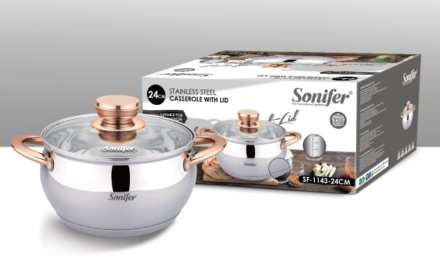 Кастрюля 6.1 л, Sonifer SF-1143-24 нержавеющая сталь