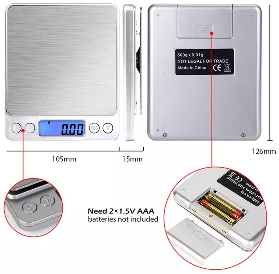 Digital Scale портативные до 500 г точность измерения 0.01 г