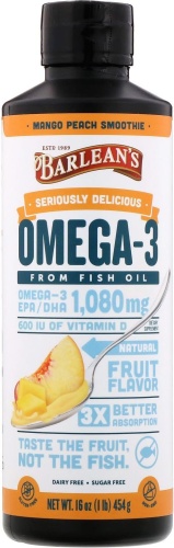 Omega-3 Fish Oil Смузи с манго и персиком порошок 454 мл