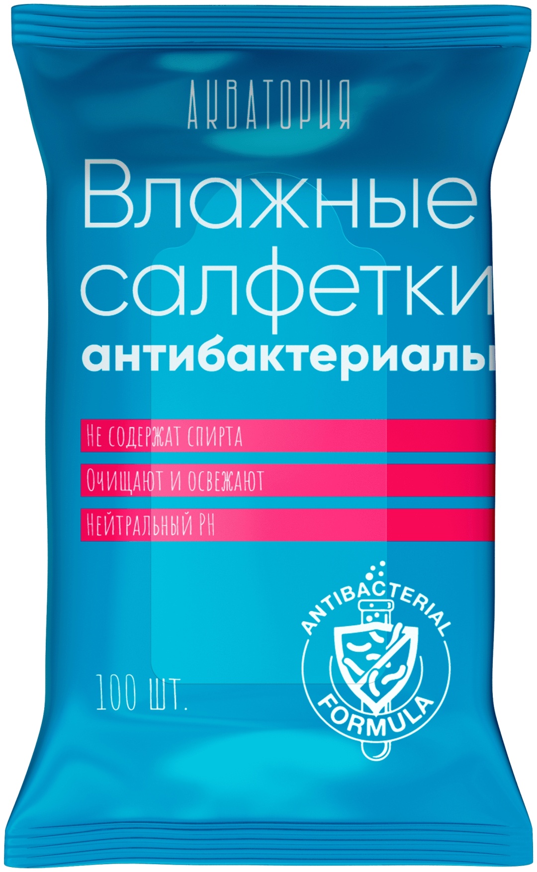 Влажные салфетки Акватория Антибактериальные 100 шт