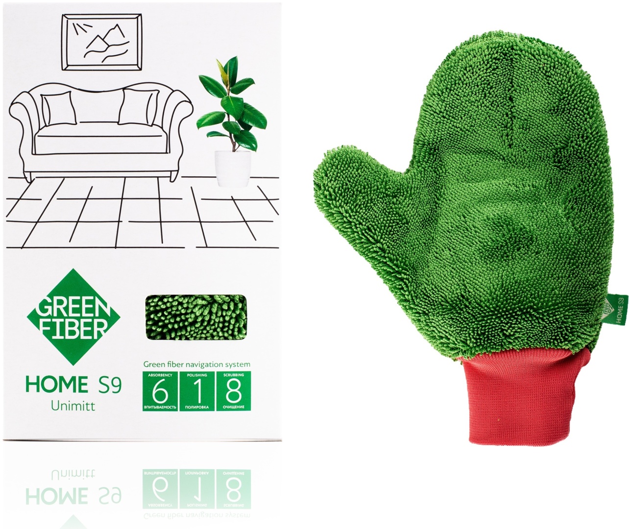 Варежка для уборки для мебели Greenway HOME S9 1 шт, полиамид, полиэстер