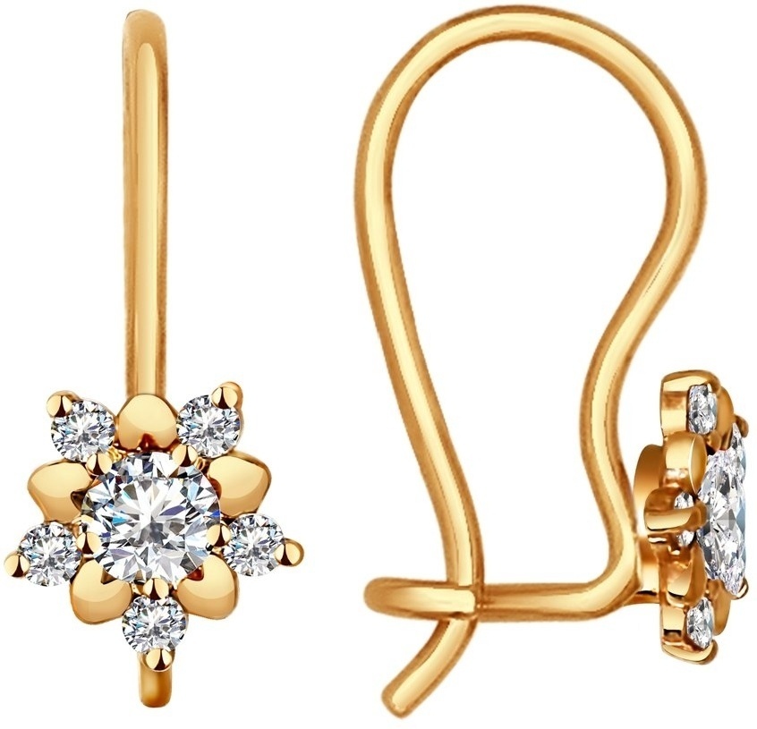 Серьги SOKOLOV 024788 вес 1.25 г золото, фианит