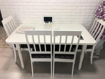 Комплект MAK 1, стол 120х80 см + 4 стула, белый, слоновая кость