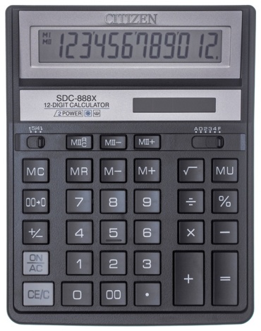CITIZEN SDC-888XBK, 12-разрядный, черный