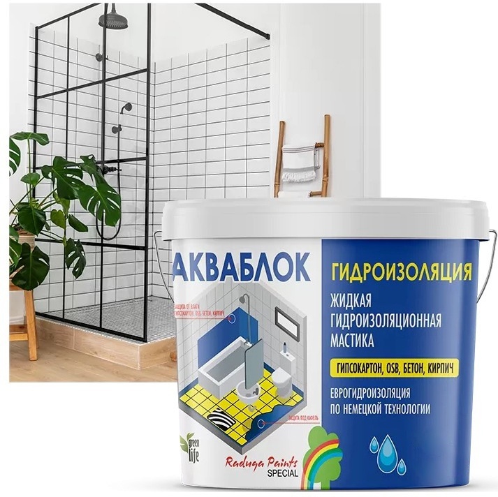 Мастика РАДУГА АКВАБЛОК гидроизоляционная, 7 кг
