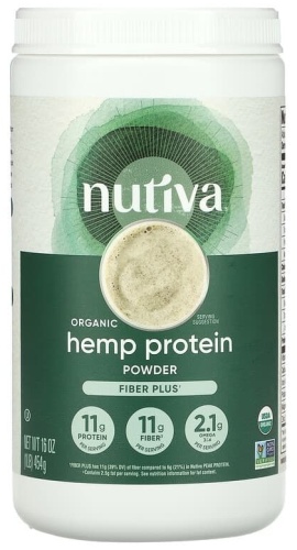 Nutiva Organic Hemp Protein Powder, Fiber Plus нейтральный 454 г