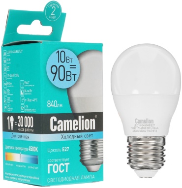 Camelion 10W E27, светодиодная, нейтральный белый