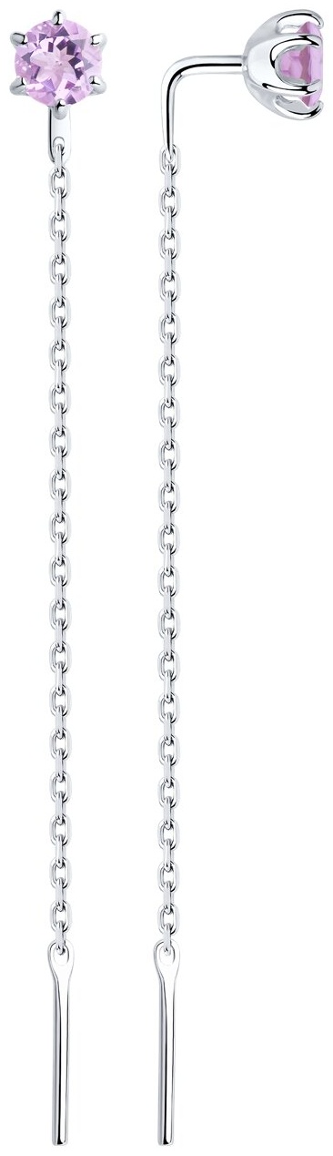 Серьги-цепочки SOKOLOV 92022163 вес 1.37 г серебро, аметист