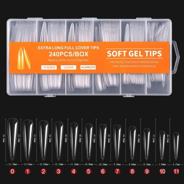 Soft gel tips типсы длинные, стилет 240 шт