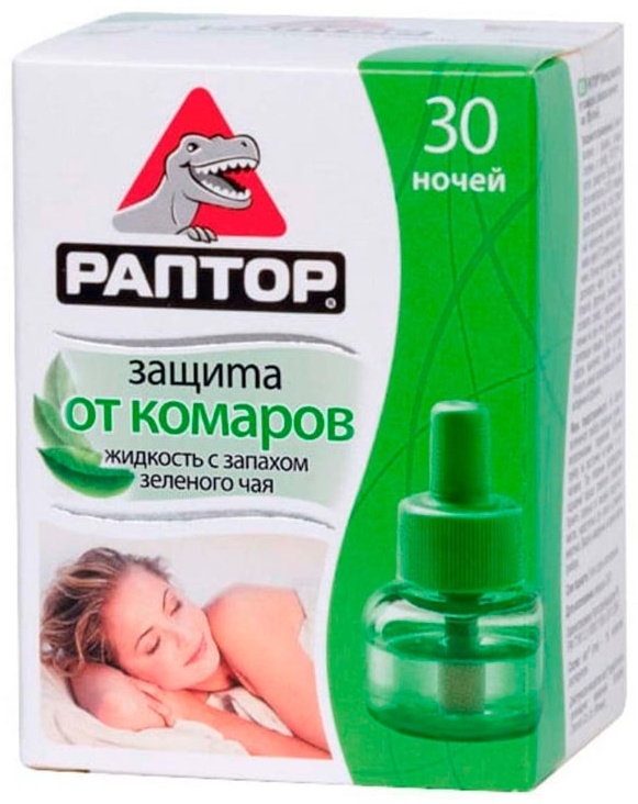 Раптор жидкость Защита от комаров Зеленый чай 30 ночей