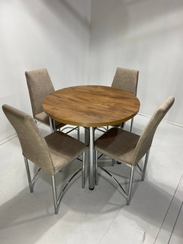 Комплект MEBEL STYLE GROUP 115802160, стол 90х90 см + 4 стула, бежевый