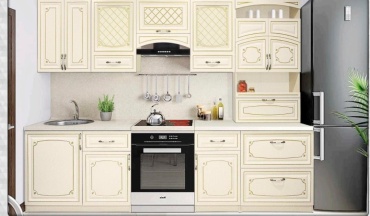 Кухонный гарнитур Elegant , 300x220х60 см, ЛДСП, бежевый