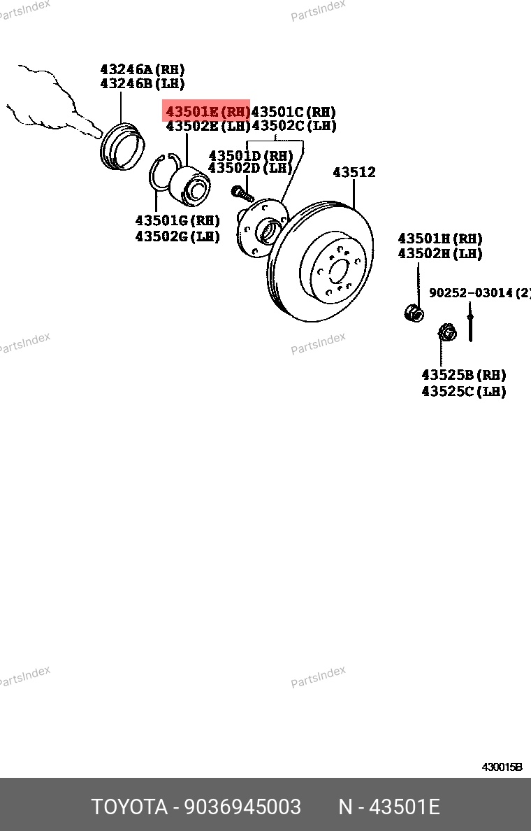 TOYOTA Подшипник Ступицы Колеса 9036945003