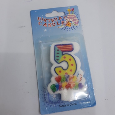 Свеча Birthday candles цифра 5, 1 шт 7 см