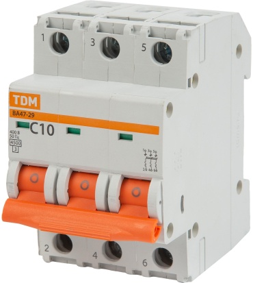 TDM ELECTRIC автоматический выключатель ВА47-29 3Р 10А 4,5кА х-ка С 10 A