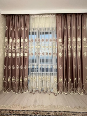 Комплект Nazok Interiors 400x280 см 3 шт, велюр, бежевый, розовый