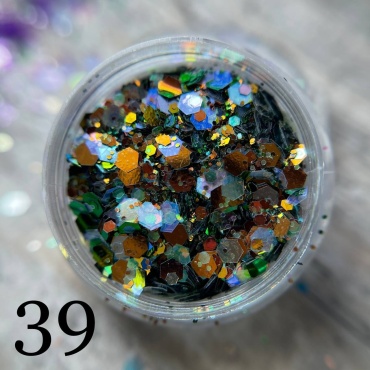 LOVE NAILS блестки, пайетки, слюда Диско соты Микс хамелеон 39 1 шт