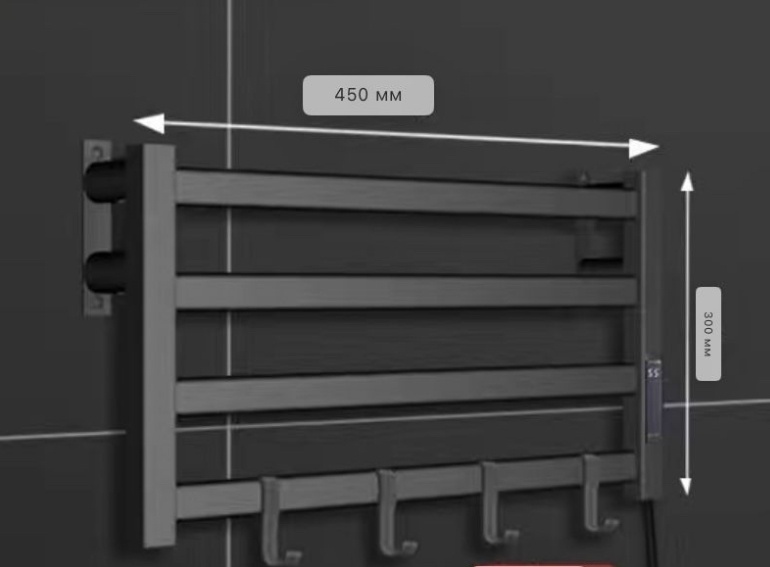 Полотенцесушитель электрический Abacus Loro 0054 qqq кабель слева, лесенка 45x30 см