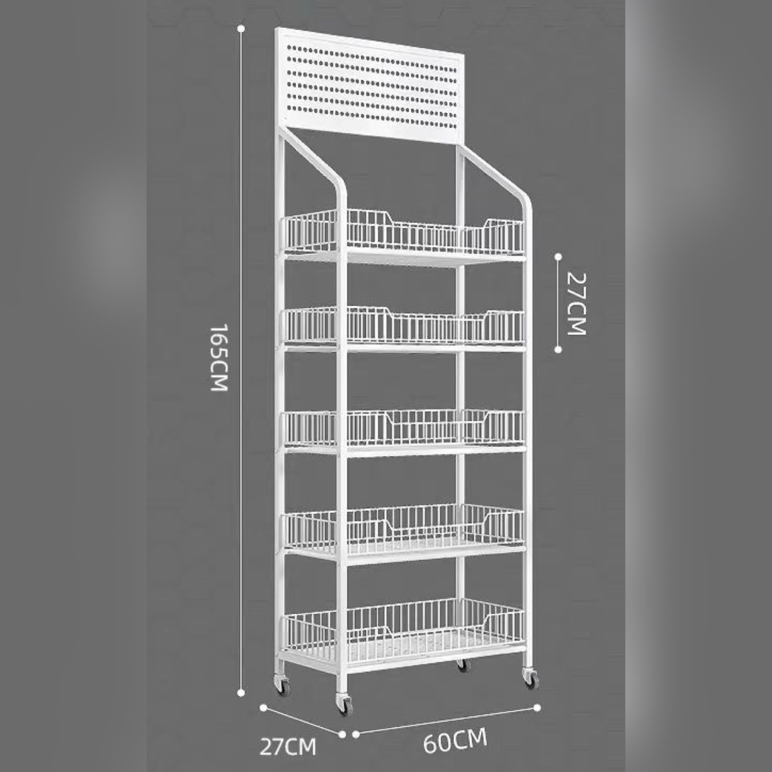 Стеллаж торговый 60x27x165 см, полок 5 шт
