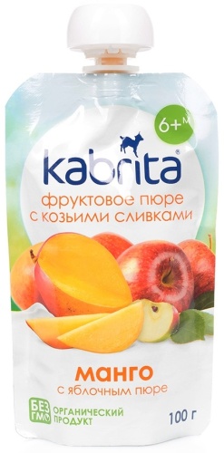 Детское пюре Kabrita Манго с яблочным пюре 100 г, с 6 месяцев