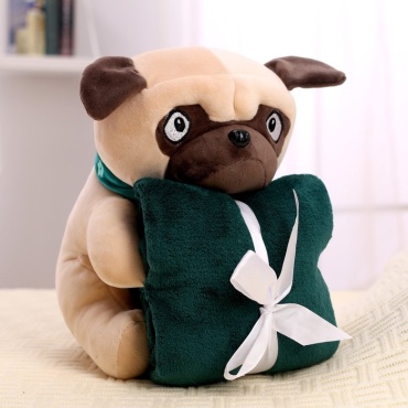 Мягкая игрушка с пледом Мопс Milo toys 7752893, мультиколор