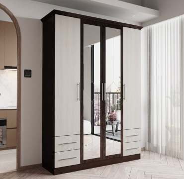 Распашной шкаф Rich Home Марсель 4Д 121003, 160x190х50 см, коричневый, бежевый
