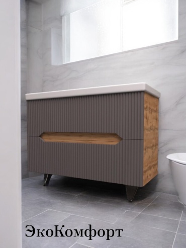 Тумба с раковиной ЭкоКомфорт RX804585K, 80x85x45 см, серый, графит