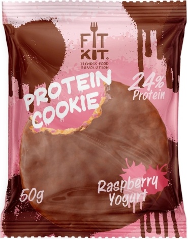FIT KIT печенье протеиновое Protein Cookie глазированное малиновый йогурт 1 шт