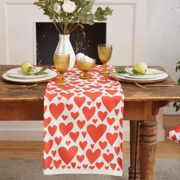 Дорожка на стол Этель Red hearts 40x149 см, хлопок, 1 шт