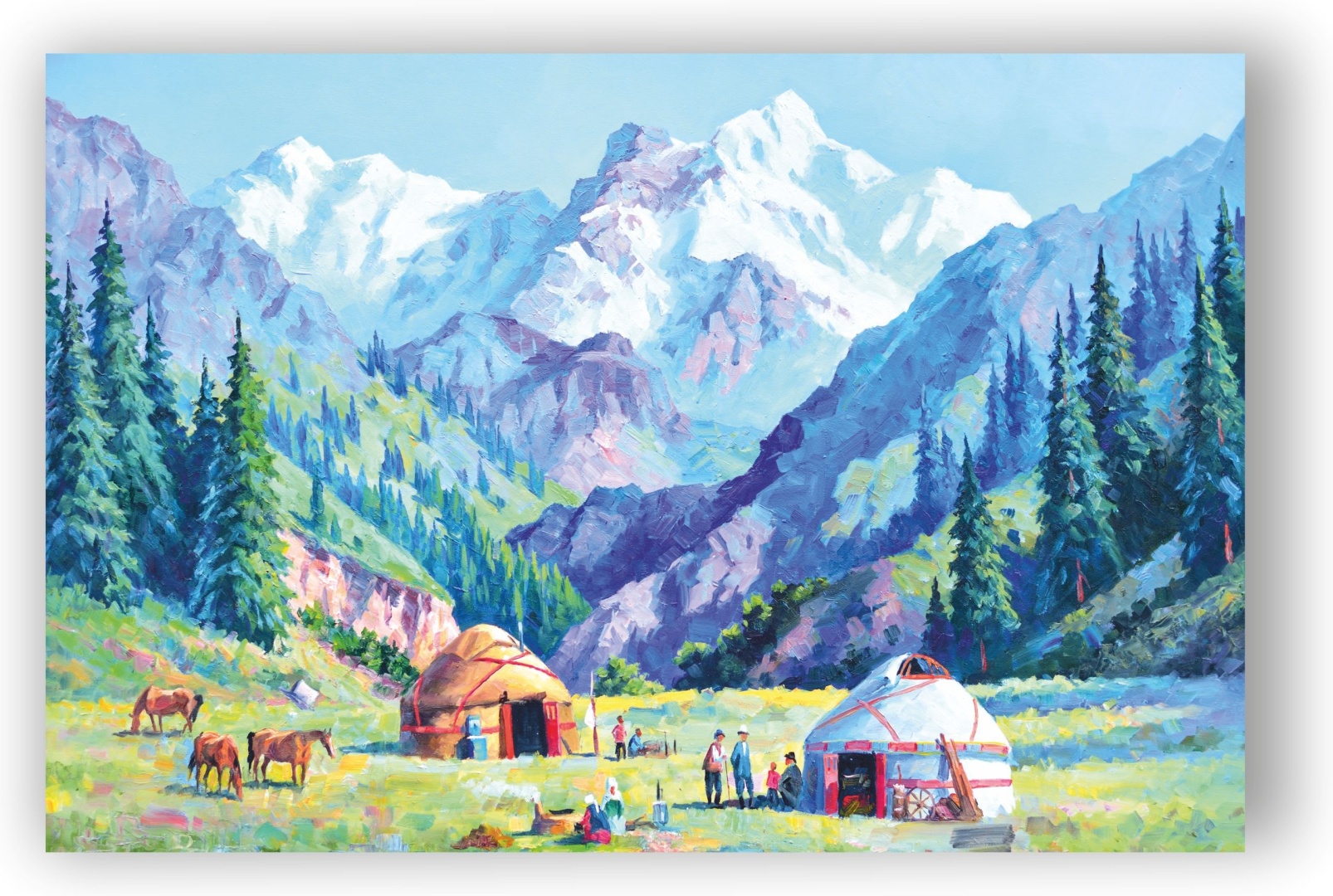 Hochuholst.kz картина Казахский пейзаж с юртой 90x60 см