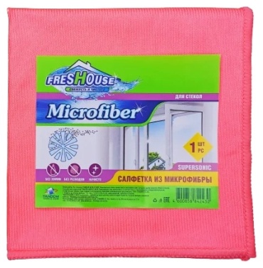 Тряпка для зеркал и стекол Freshouse Microfiber для стёкол 1 шт, микрофибра