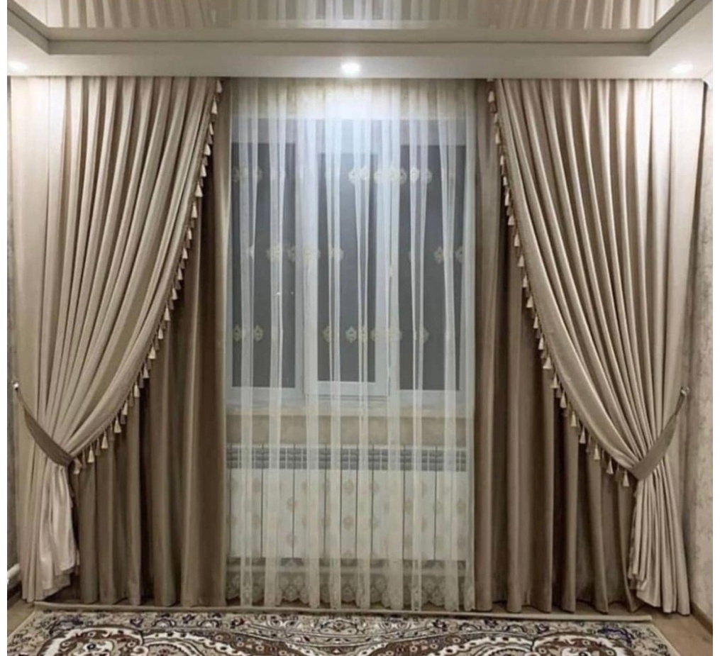 Комплект 400x275 см 4 шт, тюль, велюр, коричневый
