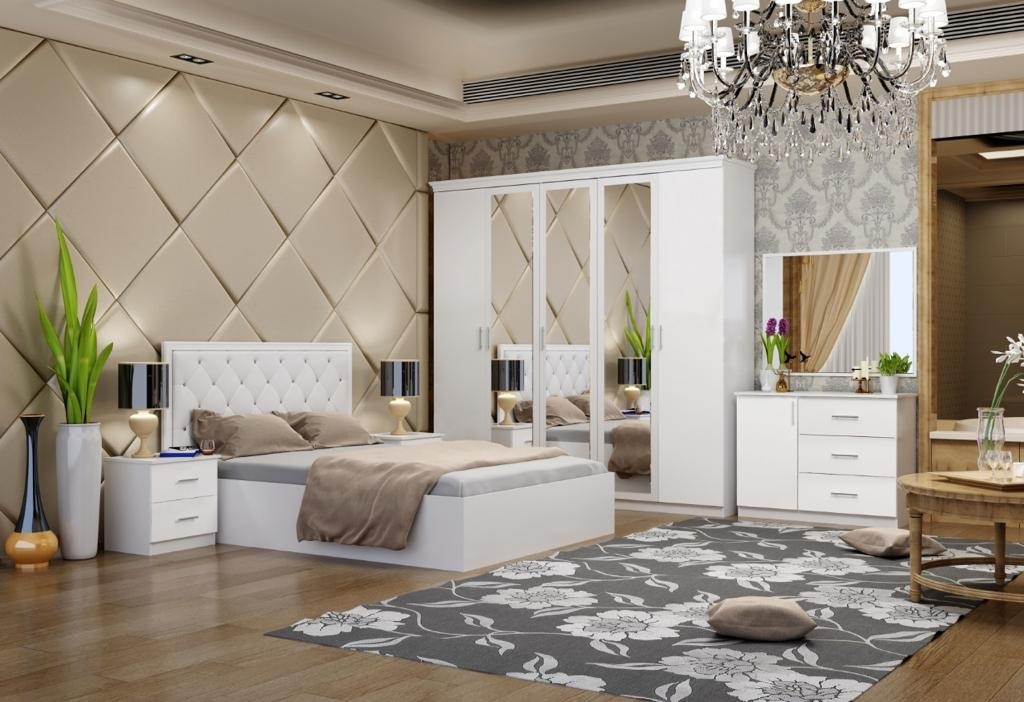 Гарнитур Grand Miks Бостон 5Д, предметов в наборе 6 шт, кровать 160х200 см, белый однотонный