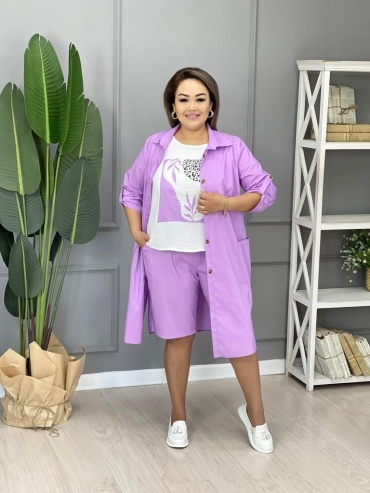 Костюм повседневный Fashion сиреневый, белый