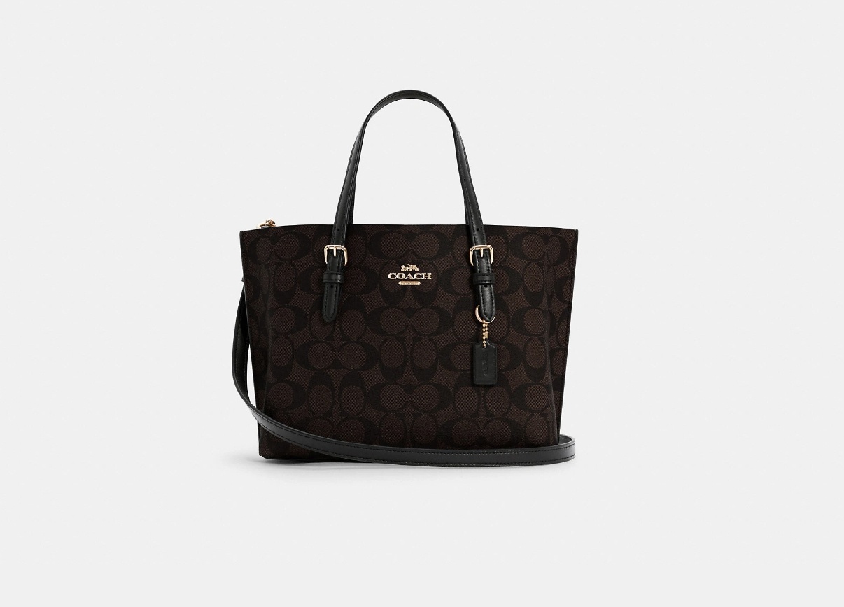 Сумка тоут Coach натуральная кожа, канвас черный
