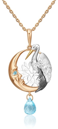 Подвеска PLATINA 03-3215-00-201-1111-75 вес 2.72 г золото, топаз