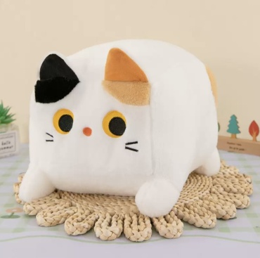Мягкая игрушка Кошка квадратная , высота 16 см, белый