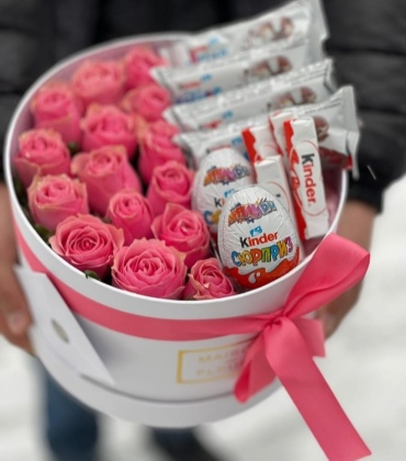 FloraLux композиция с открыткой роза 15 шт 30 см