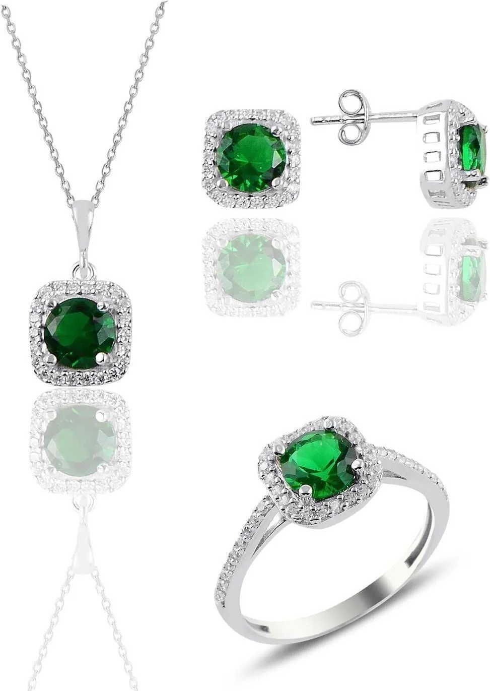 Bloomy BL-2314 вес 12 г серебро, циркон, изумруд