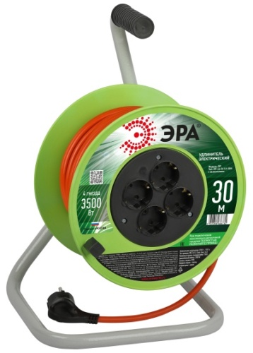 Удлинитель на катушке ЭРА RP-4e-3x1.5-30m 30 м