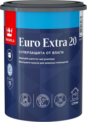 Tikkurila водоэмульсионная EURO EXTRA 20 С 0.9 л, бесцветный