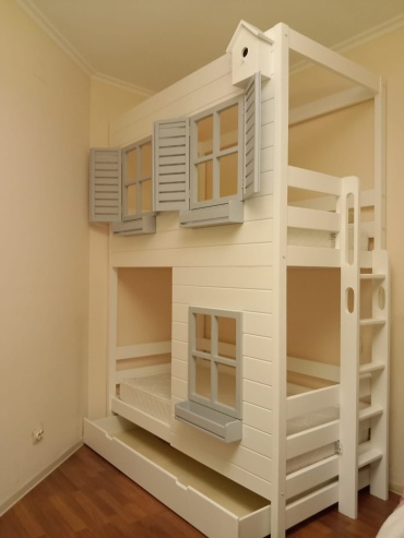 Двухъярусная кровать 7, 80x180 см, белый