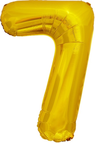 Воздушный шар Foil Balloon однотонный цифра 7 золотистый 1 шт, золотистый