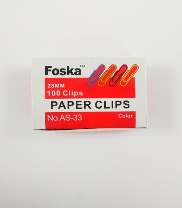 Скрепки Foska NO.AS-33, 100 шт, 28 мм, мультиколор