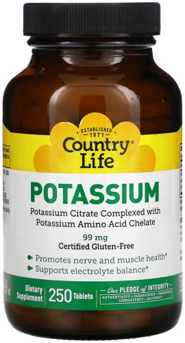 Country Life iHerb минерал Pottasium 99 mg 250 таблеток