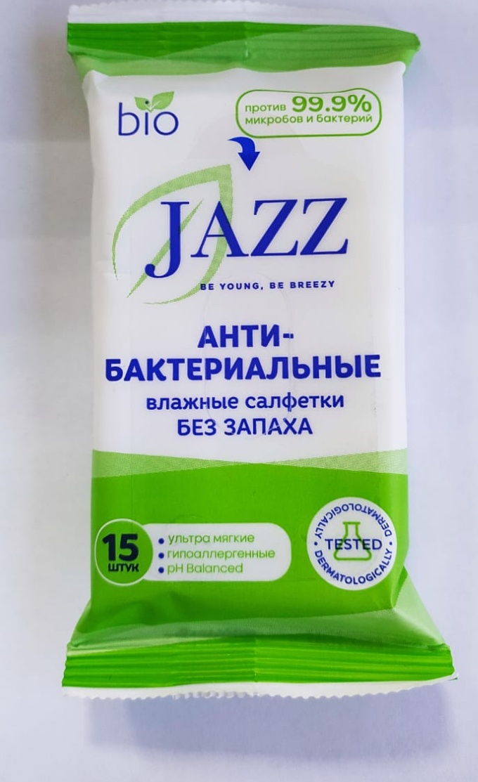 Детские влажные салфетки JAZZ Влажные салфетки JAZZ Антибактериальные 15 шт 15 шт