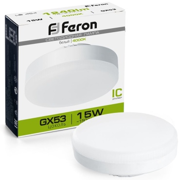 Feron 15W GX53, светодиодная, естественный белый